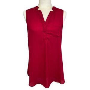 Papermoon Women's Larger Burgendy Pullover V-cut Blouse, Small Stain